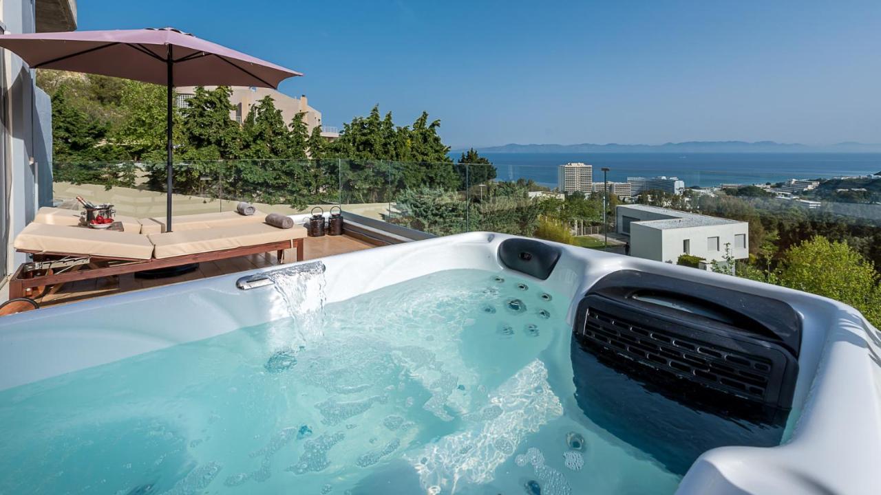 Апартаменты Flyviewflatsgold Privatehottub With Seaview Иксиа Экстерьер фото